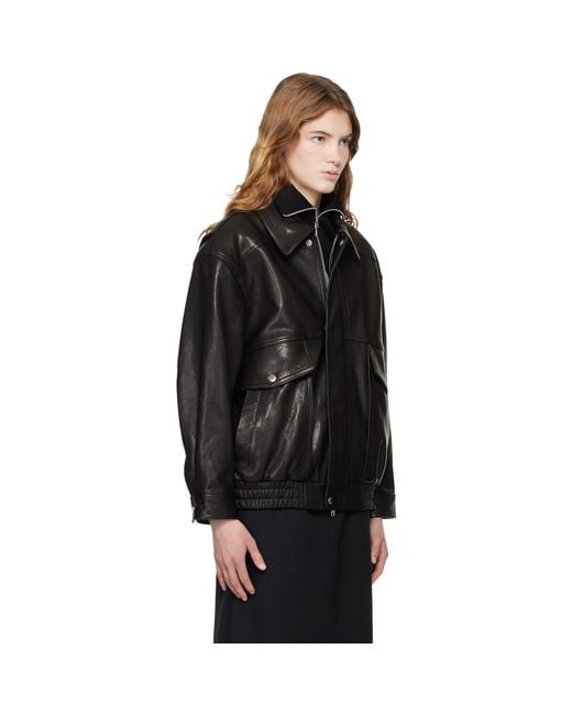 DUNST Black Oversized Vintage Leather Jacket