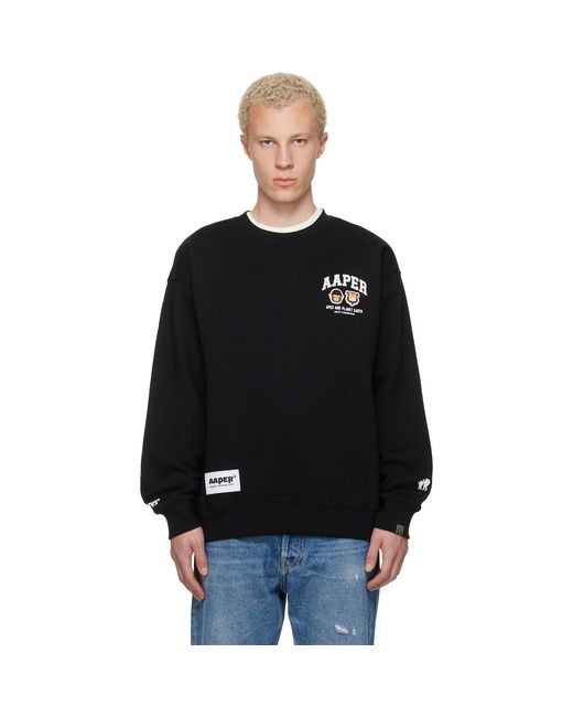 Aape By A Bathing Ape Black 'Aaper' Crew Neck Sweatshirt for men