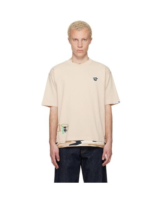 Aape By A Bathing Ape Natural 'Aapeunvs' Graphic T-Shirt for men