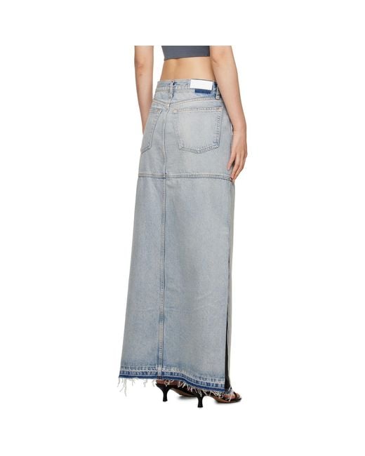 Re/done Black Blue Split Maxi Skirt