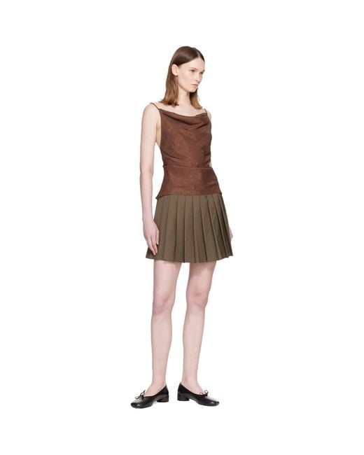 MM6 by Maison Margiela Brown Pleated Miniskirt