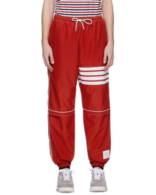 メンズ Thom Browne レッド 4-Bar リップストップ トラックパンツ Red