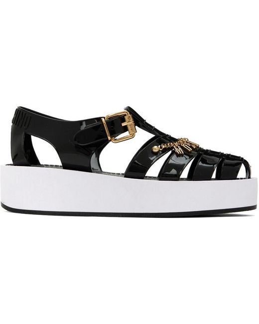 Moschino Black Jelly Sandals | Lyst