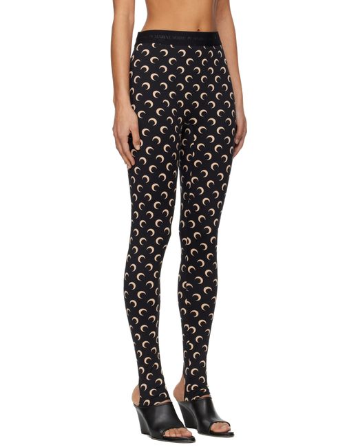 MARINE SERRE Black Recycled Moon Jersey Stirrup Leggings