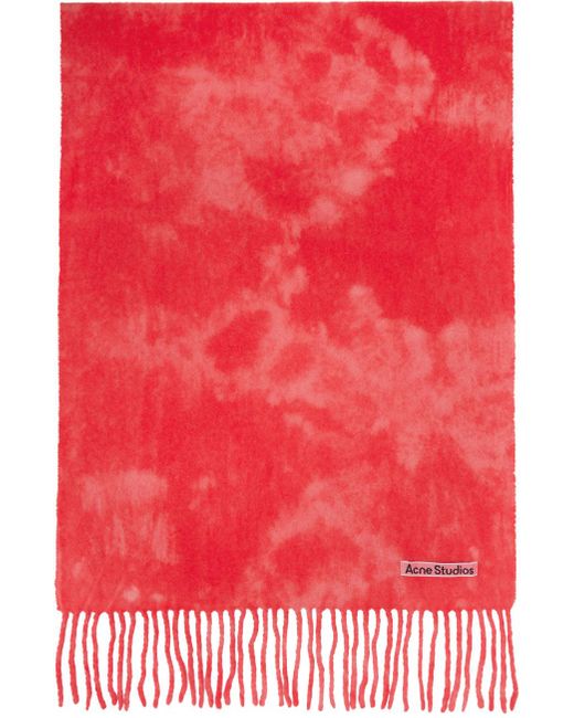 Acne Red Pink Tie-dye Scarf for men