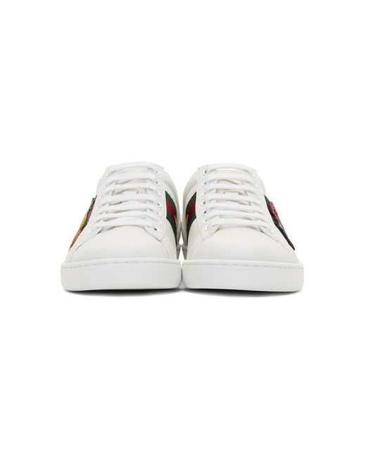 Gucci Leather Pineapple & Ladybug Ace Sneakers in White | Lyst