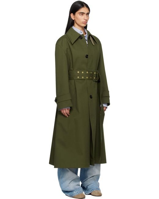 AMI グリーン Belted Mac コットン コート Green