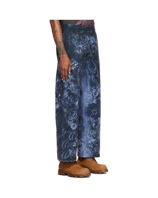 we11done Blue Tattoo Printed Sweatpants for men