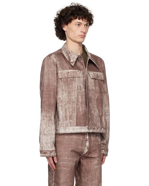 CAMPERLAB Brown Burgundy Paint Print Denim Jacket for men