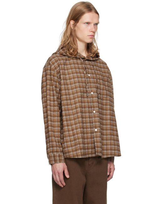 DUNST Brown Hooded Shirt for men