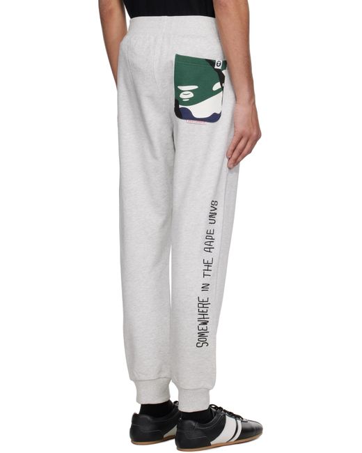 Pantalon De Survêtement Gris À Logos Aape By A Bathing Ape pour homme en coloris White