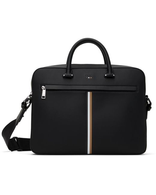 Porte-Document Noir En Cuir Synthétique À Appliqué À Rayures Emblématiques Boss pour homme en coloris Black