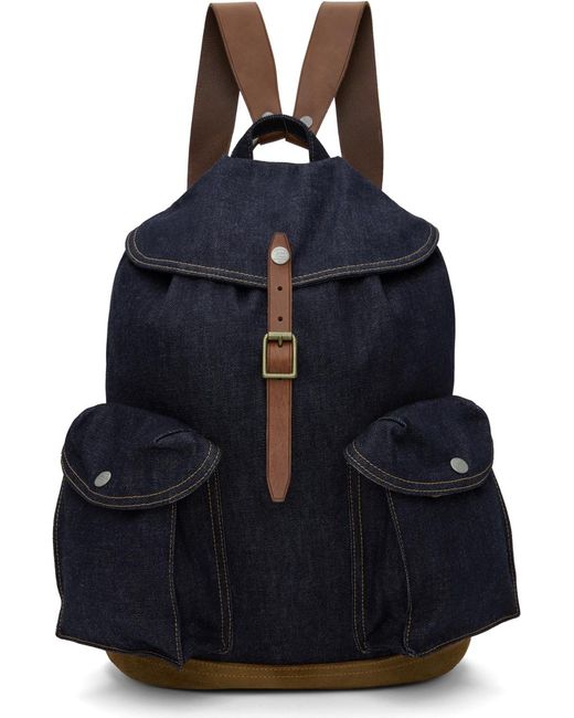 RRL Blue Indigo Denim Rucksack Backpack for men