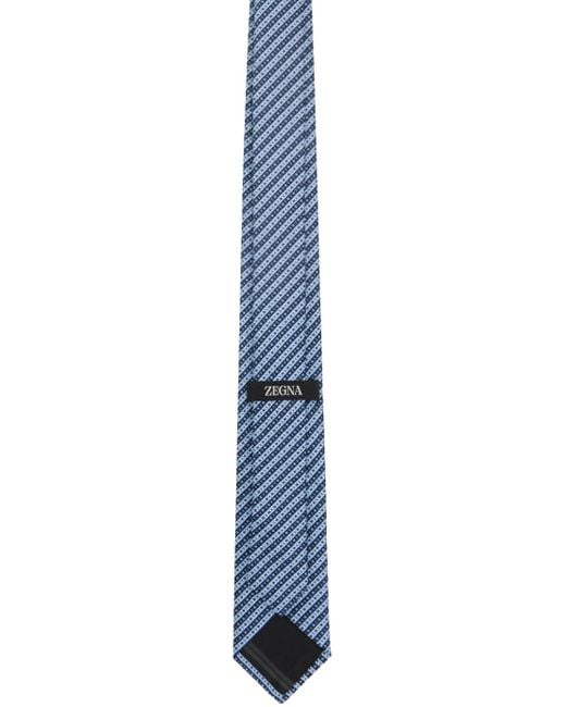 Zegna Black Blue Jacquard Tie for men