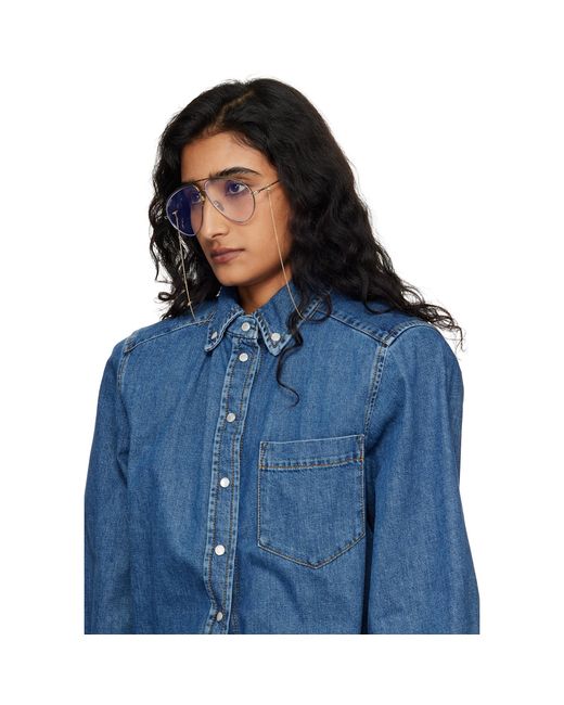 Gucci White Oversized Aviator Glasses