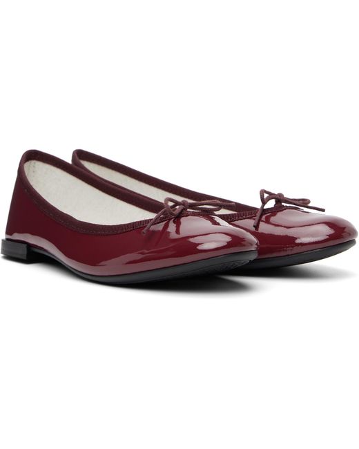 Repetto Black Burgundy Cendrillon Rubber-Sole Ballerina Flats