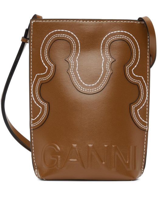 Ganni Brown Small Western Crossbody Bag