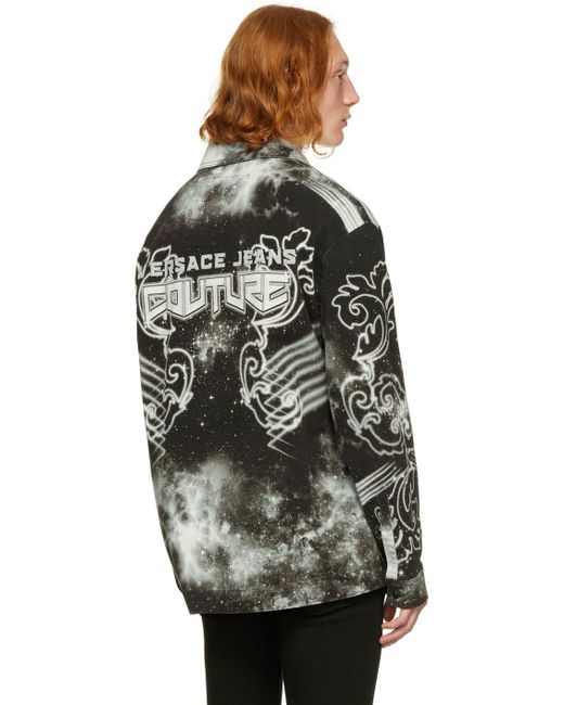 Versace Multicolor Black Space Couture Denim Jacket for men