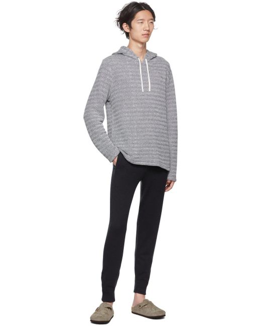 メンズ Vince オフホワイト&ネイビー ルーズニット プルオーバーフーディ Multicolor