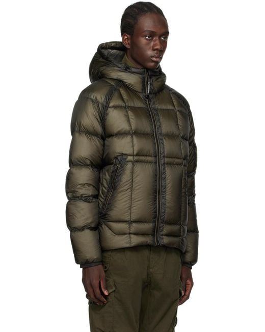 C.P. Company C.p. Company Khaki Hooded Down Jacket in Black for Men Lyst