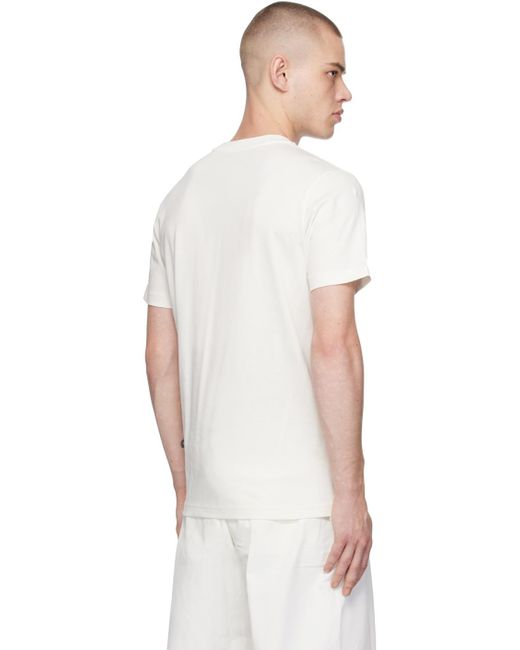 T-shirt blanc cassé à logo floqué Moncler pour homme en coloris Black