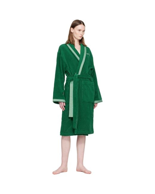 Versace Green Cotton-Terry Jacquard Bathrobe
