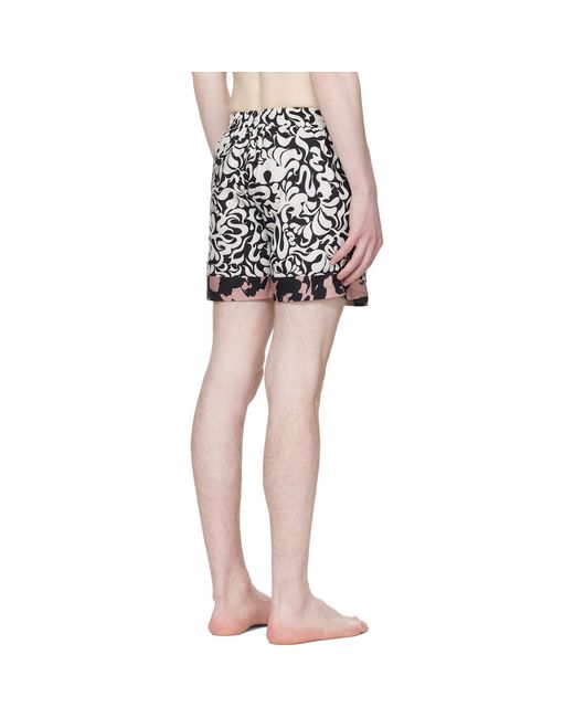 Dries Van Noten Black Printed Swim Shorts for men