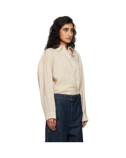 Lemaire Blue Straight Collar Twisted Shirt