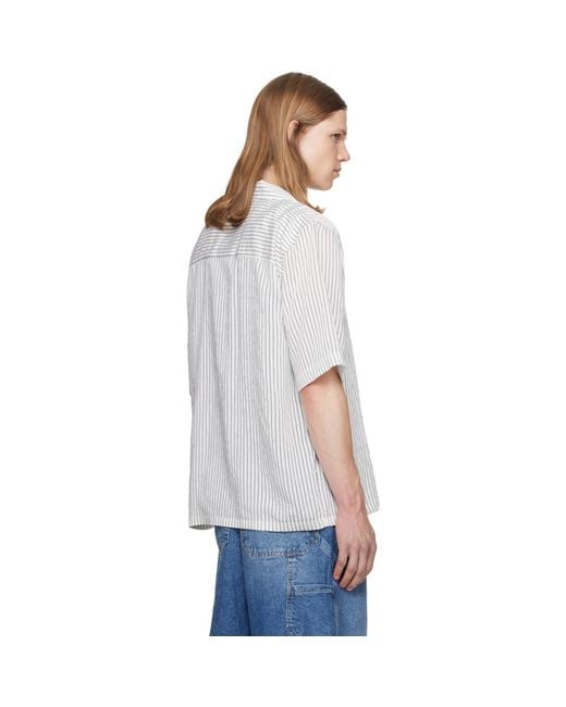 DIESEL Blue Half-Sleeve Pinstripe Modal Shirt for men