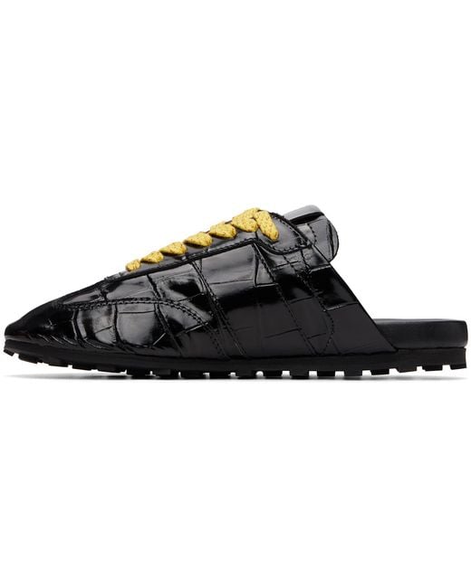 Marni Black Croc-Effect Leather Softy Soccer Slip-On Sneakers