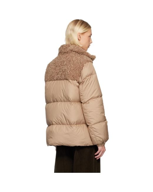 Moncler Natural Esnaie Teddy-Trimmed Short Down Jacket
