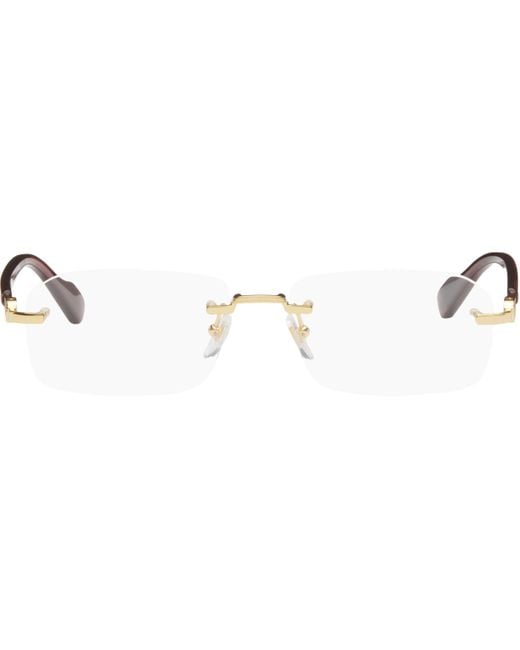 Gucci Black 125Th Street Rimless Rectangle Metal Glasses