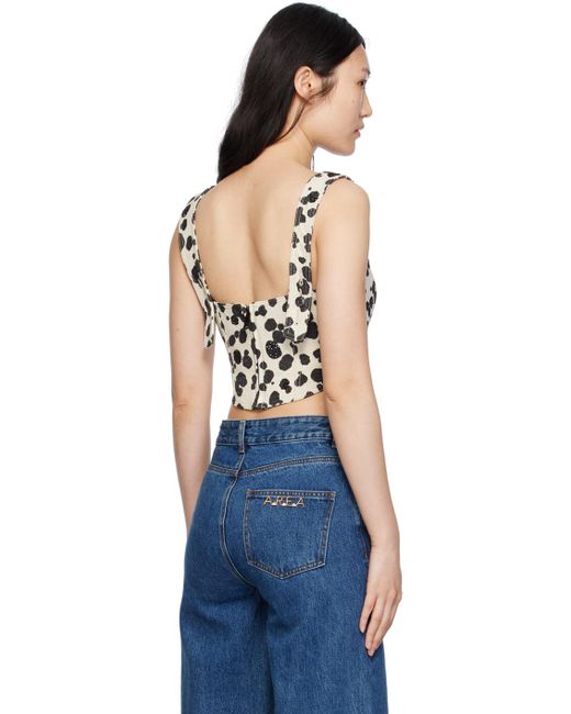 Débardeur blanc cassé en denim à motif dalmatien Area en coloris Black