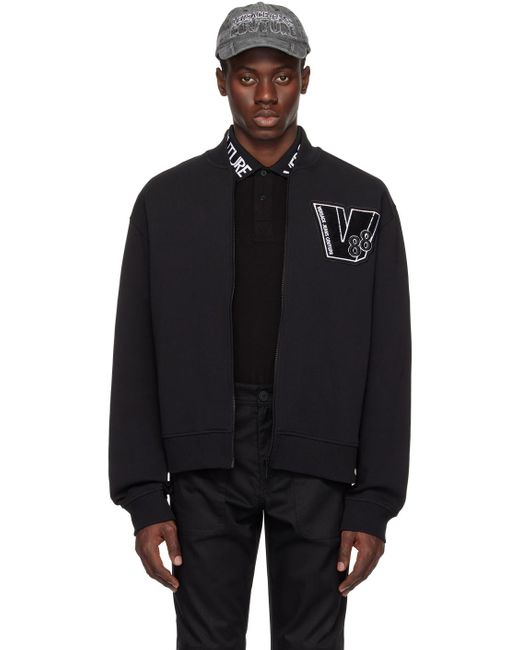 Versace Black Patch Bomber Jacket for men