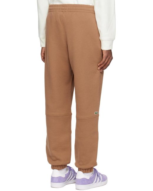 Lacoste Natural Brown Embroidered Lounge Pants for men