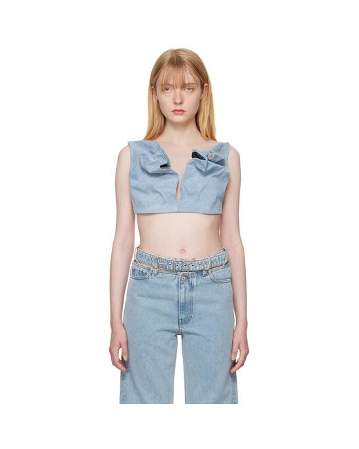 Y. Project Blue Scrunched Denim Bralette