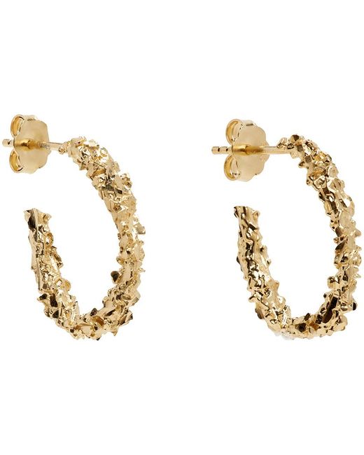 Petites boucles d'oreilles à anneau ouvert vc003 dorées Veneda Carter en coloris Black