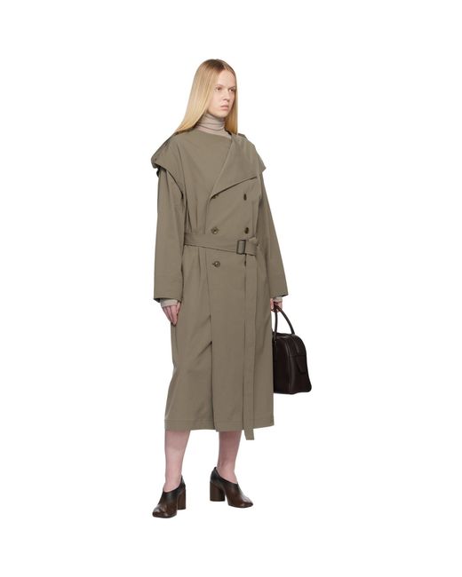 Y's Yohji Yamamoto Black Taupe Collarless Trench Coat