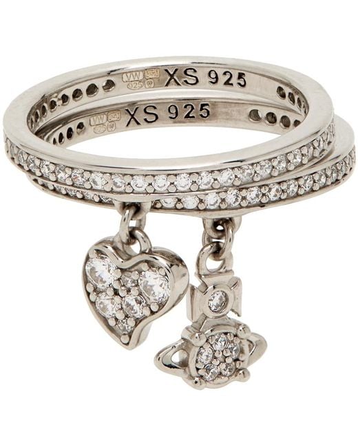 Vivienne Westwood Metallic Heart Orb Brandita Ring Set