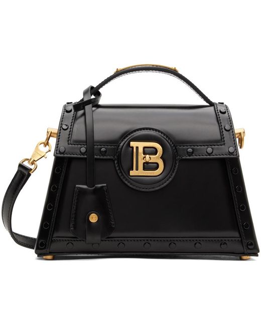 Balmain Black B-buzz Dynasty Glazed Leather Bag