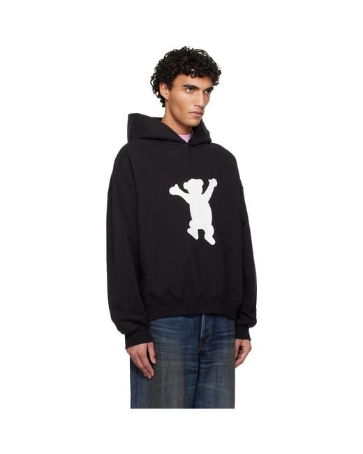 we11done Blue New Teddy Logo Hoodie for men