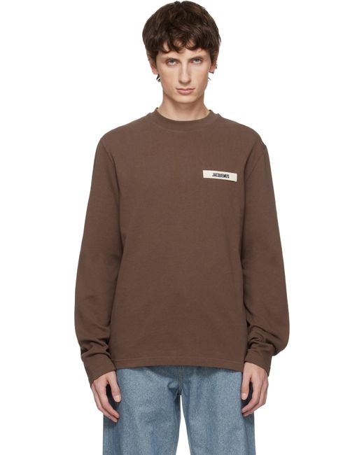 T-Shirt À Manches Longues Brun À Écusson En Gros-Grain Jacquemus pour homme en coloris Brown
