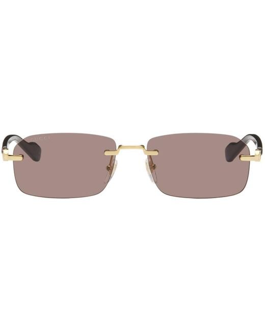 Gucci Black Gold & Tortoiseshell Rimless Sunglasses for men