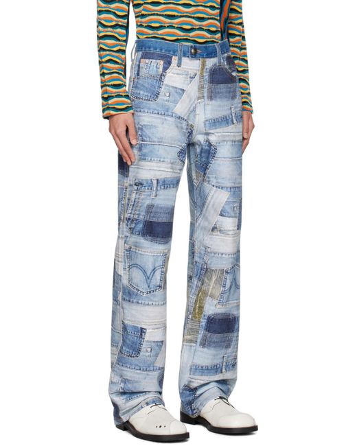 ANDERSSON BELL Blue Printed Jeans for men