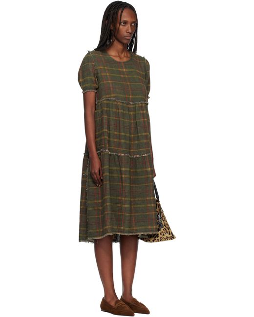 R13 Black Shredded Relaxed Reversible Midi Dress