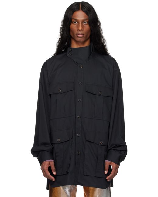 Dries Van Noten Black Twill Overshirt for men