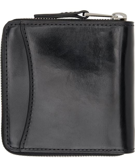 メンズ Lemaire ブラック Patina Zip コンパクト 二つ折り財布 Black