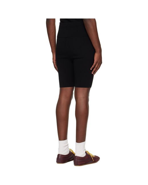 Dries Van Noten Black Rib Knit Biker Shorts for men