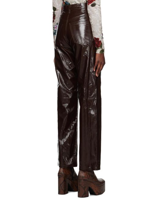 Dries Van Noten Black Brown Five-pocket Leather Pants