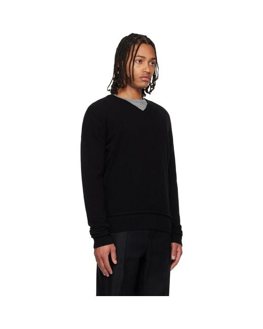 Our Legacy Black Parallel V-Neck Sweater for men